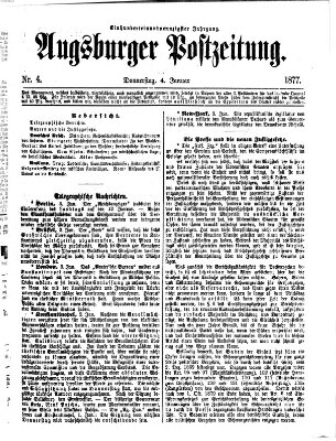 Augsburger Postzeitung Donnerstag 4. Januar 1877