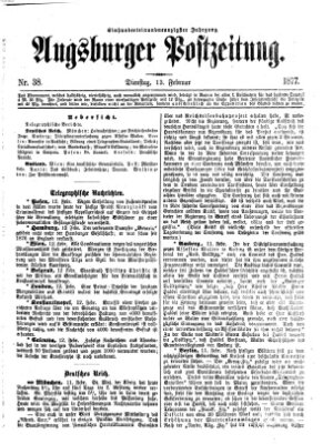 Augsburger Postzeitung Dienstag 13. Februar 1877