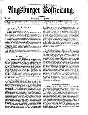 Augsburger Postzeitung Donnerstag 22. Februar 1877