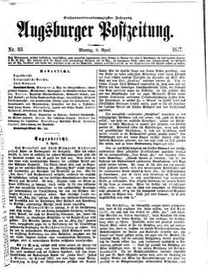 Augsburger Postzeitung Montag 9. April 1877