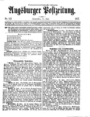 Augsburger Postzeitung Donnerstag 21. Juni 1877