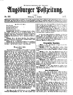 Augsburger Postzeitung Mittwoch 3. Oktober 1877