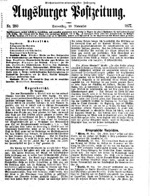 Augsburger Postzeitung Donnerstag 29. November 1877