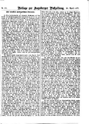 Augsburger Postzeitung. Beilage zur Augsburger Postzeitung (Augsburger Postzeitung) Samstag 28. April 1877