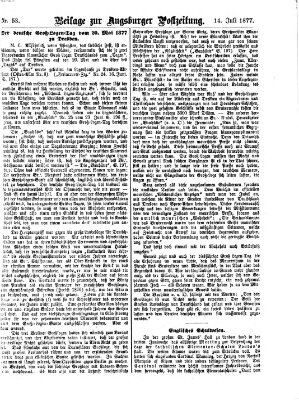 Augsburger Postzeitung. Beilage zur Augsburger Postzeitung (Augsburger Postzeitung) Samstag 14. Juli 1877