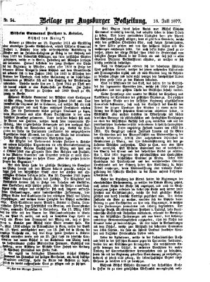 Augsburger Postzeitung. Beilage zur Augsburger Postzeitung (Augsburger Postzeitung) Mittwoch 18. Juli 1877