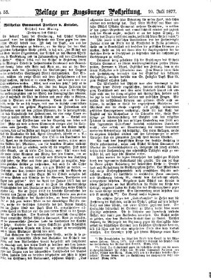 Augsburger Postzeitung. Beilage zur Augsburger Postzeitung (Augsburger Postzeitung) Freitag 20. Juli 1877