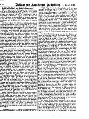 Augsburger Postzeitung. Beilage zur Augsburger Postzeitung (Augsburger Postzeitung) Mittwoch 1. August 1877