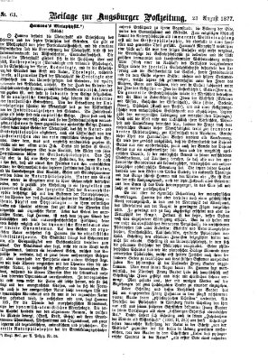 Augsburger Postzeitung. Beilage zur Augsburger Postzeitung (Augsburger Postzeitung) Donnerstag 23. August 1877