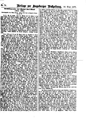 Augsburger Postzeitung. Beilage zur Augsburger Postzeitung (Augsburger Postzeitung) Mittwoch 26. September 1877