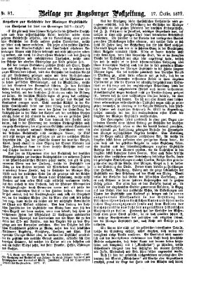 Augsburger Postzeitung. Beilage zur Augsburger Postzeitung (Augsburger Postzeitung) Samstag 27. Oktober 1877