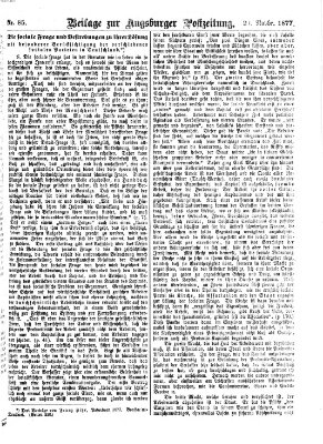 Augsburger Postzeitung. Beilage zur Augsburger Postzeitung (Augsburger Postzeitung) Dienstag 20. November 1877