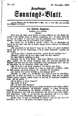 Augsburger Sonntagsblatt (Augsburger Postzeitung) Sonntag 25. November 1877