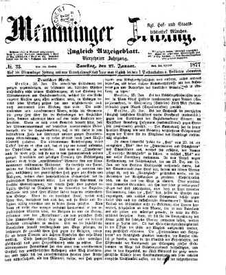 Memminger Zeitung Samstag 27. Januar 1877