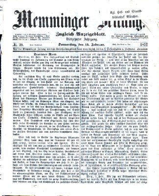 Memminger Zeitung Donnerstag 15. Februar 1877