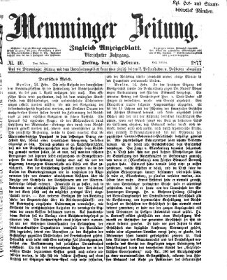 Memminger Zeitung Freitag 16. Februar 1877