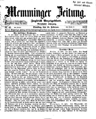 Memminger Zeitung Montag 19. Februar 1877