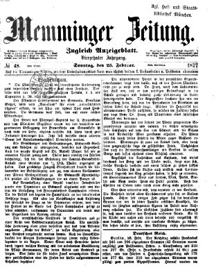 Memminger Zeitung Sonntag 25. Februar 1877