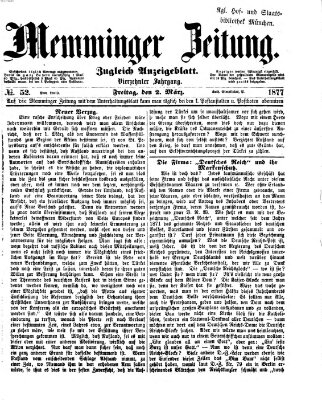 Memminger Zeitung Freitag 2. März 1877