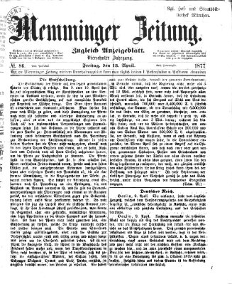 Memminger Zeitung Freitag 13. April 1877