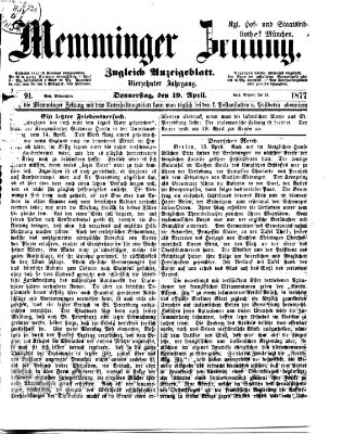 Memminger Zeitung Donnerstag 19. April 1877