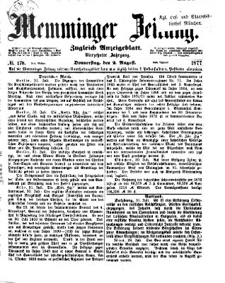 Memminger Zeitung Donnerstag 2. August 1877