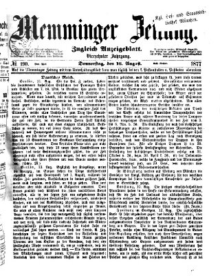 Memminger Zeitung Donnerstag 16. August 1877