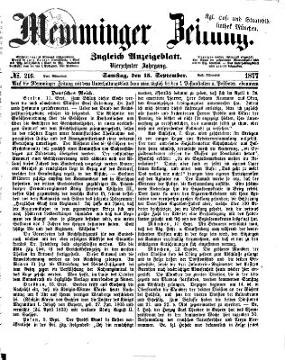 Memminger Zeitung Samstag 15. September 1877