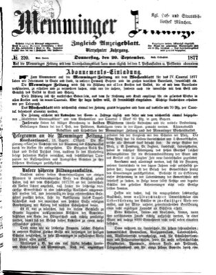 Memminger Zeitung Donnerstag 20. September 1877