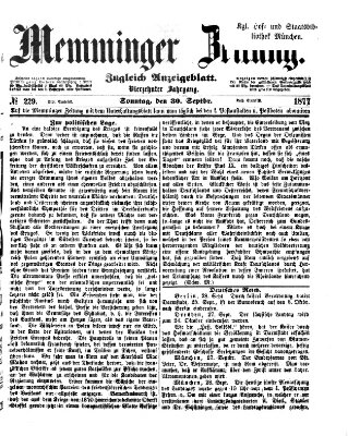 Memminger Zeitung Sonntag 30. September 1877