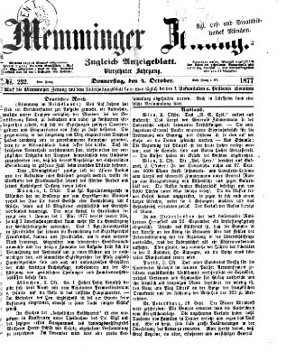 Memminger Zeitung Donnerstag 4. Oktober 1877