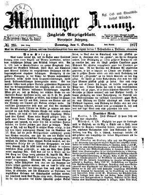 Memminger Zeitung Sonntag 7. Oktober 1877