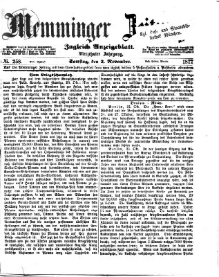 Memminger Zeitung Samstag 3. November 1877