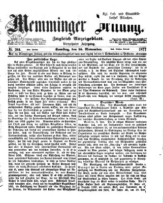 Memminger Zeitung Samstag 10. November 1877