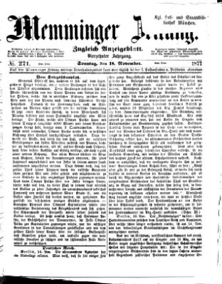 Memminger Zeitung Sonntag 18. November 1877