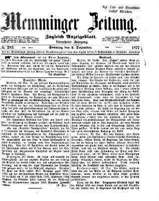 Memminger Zeitung Sonntag 2. Dezember 1877