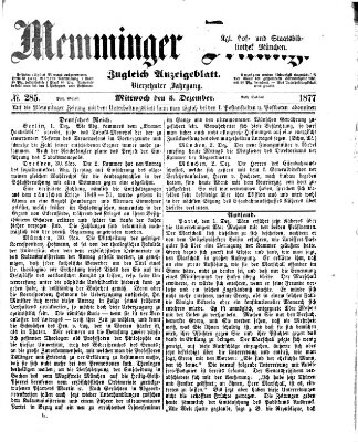 Memminger Zeitung Mittwoch 5. Dezember 1877