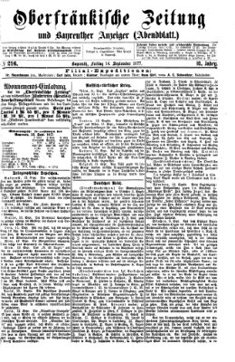 Oberfränkische Zeitung und Bayreuther Anzeiger (Bayreuther Anzeiger) Freitag 14. September 1877