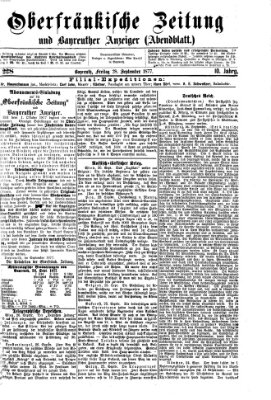 Oberfränkische Zeitung und Bayreuther Anzeiger (Bayreuther Anzeiger) Freitag 28. September 1877