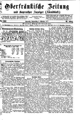 Oberfränkische Zeitung und Bayreuther Anzeiger (Bayreuther Anzeiger) Donnerstag 4. Oktober 1877