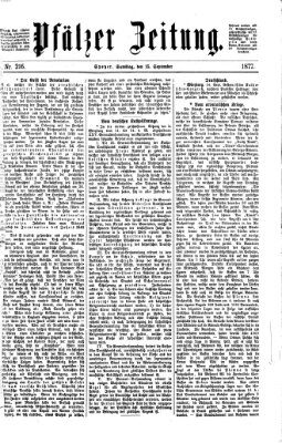 Pfälzer Zeitung Samstag 15. September 1877