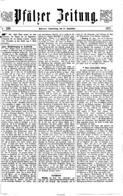 Pfälzer Zeitung Donnerstag 27. September 1877