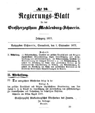 Regierungsblatt für Mecklenburg-Schwerin (Großherzoglich-Mecklenburg-Schwerinsches officielles Wochenblatt) Samstag 1. September 1877