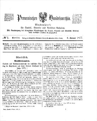 Preußisches Handels-Archiv Freitag 5. Januar 1877