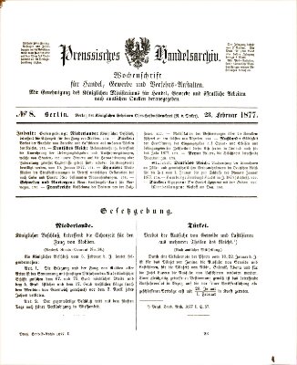 Preußisches Handels-Archiv Freitag 23. Februar 1877