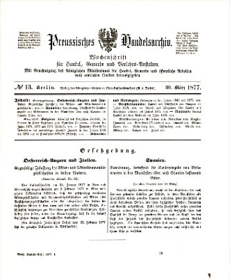 Preußisches Handels-Archiv Freitag 30. März 1877