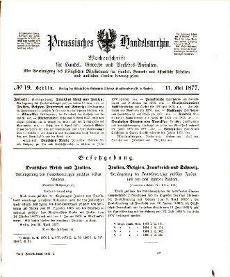 Preußisches Handels-Archiv Freitag 11. Mai 1877