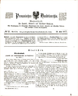 Preußisches Handels-Archiv Freitag 25. Mai 1877