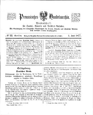 Preußisches Handels-Archiv Freitag 1. Juni 1877