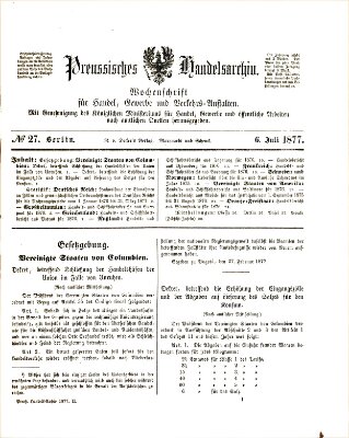 Preußisches Handels-Archiv Freitag 6. Juli 1877